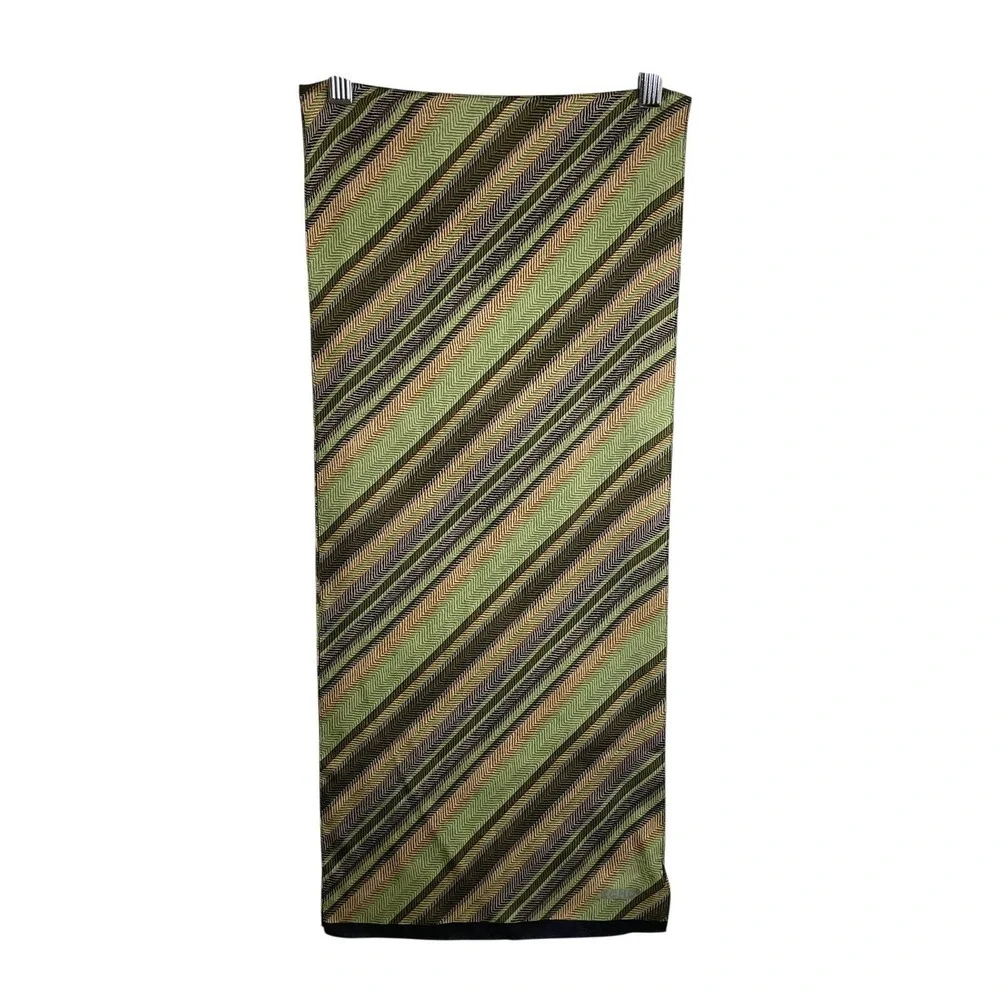 Echo Silk Scarf Green Tan Black Chevron Herringbone Striped Rectangular Wrap‎